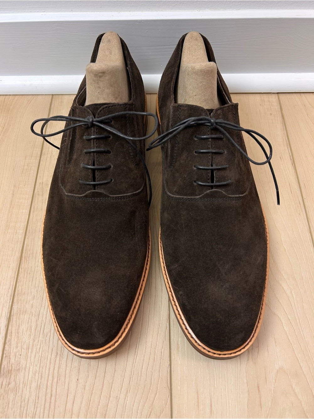 Joseph Abboud Italian Leather Suede Derby Shoes Brown 10.5